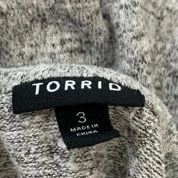 TORRID 3 V-Neck Lace-Up Shoulder Sweater Heather Gray Plus 3X 22W 24W Super Soft - Picture 5 of 11